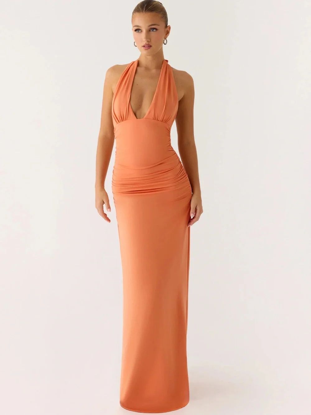 Peppermayo Coral Orange Halter Maxi Dress - Picture 3 of 4